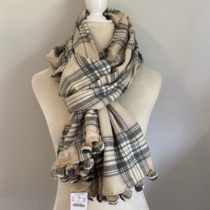 J. Crew Blush & Grey Plaid Scarf